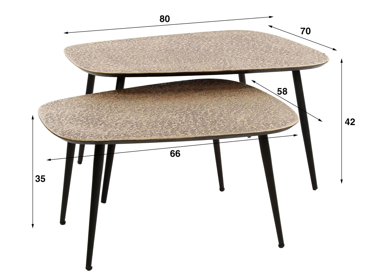 2er Set Couchtisch HOTEL CHIQUE Metallic Gold