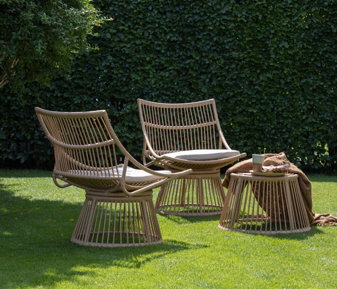 Garten Sessel ALATNA Korbgeflecht Gartensessel