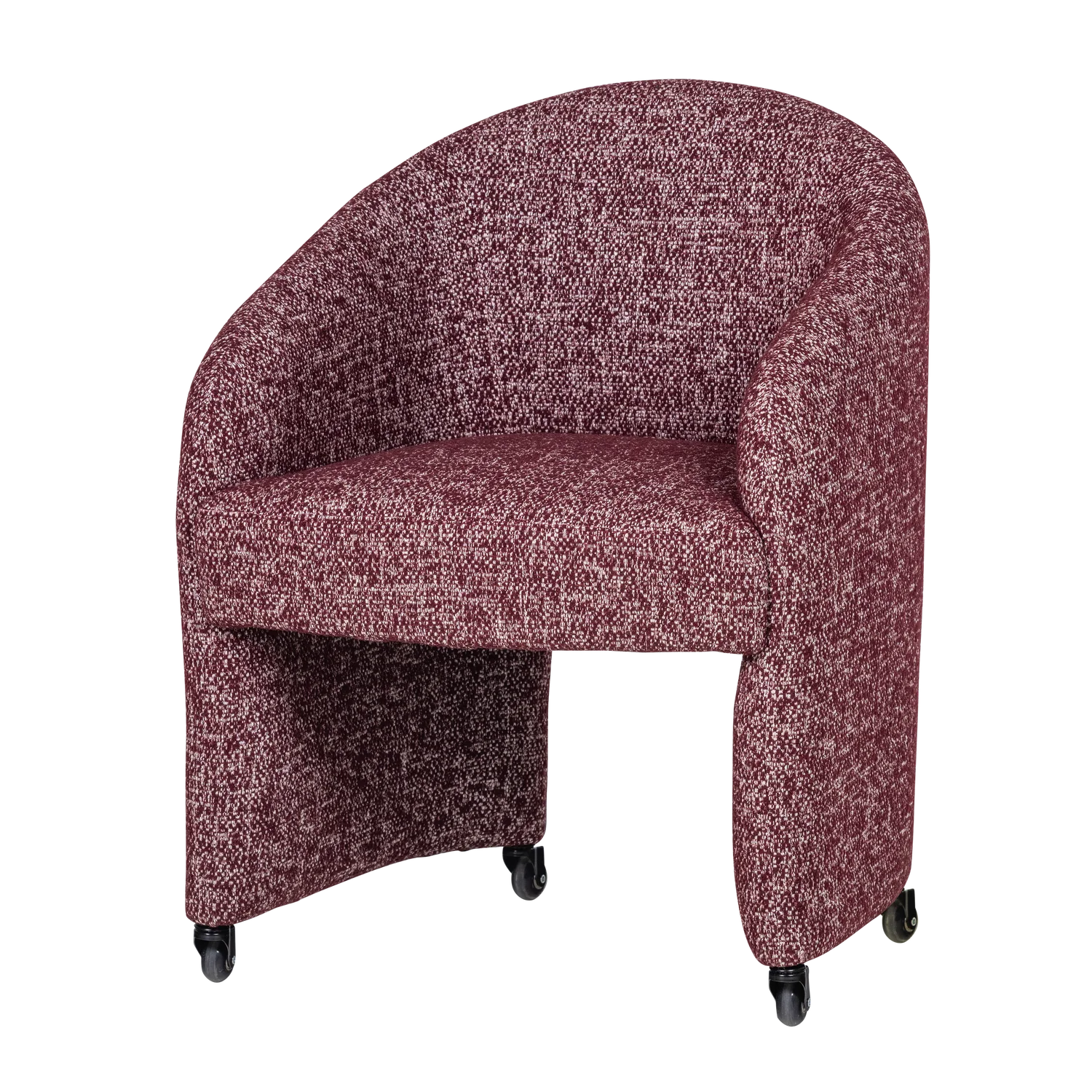 Armlehnstuhl CORDO auf Rollen Melange Stoff burgunderrot