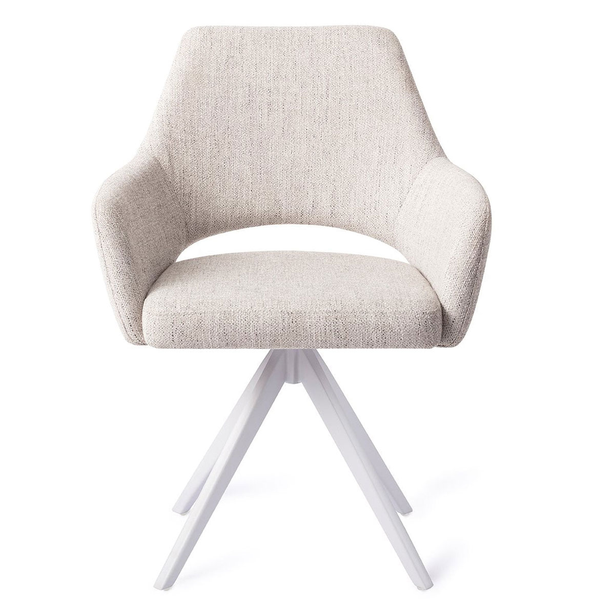 Esszimmerstuhl YANAI drehbar – Hellgrau mit weißem Gestell