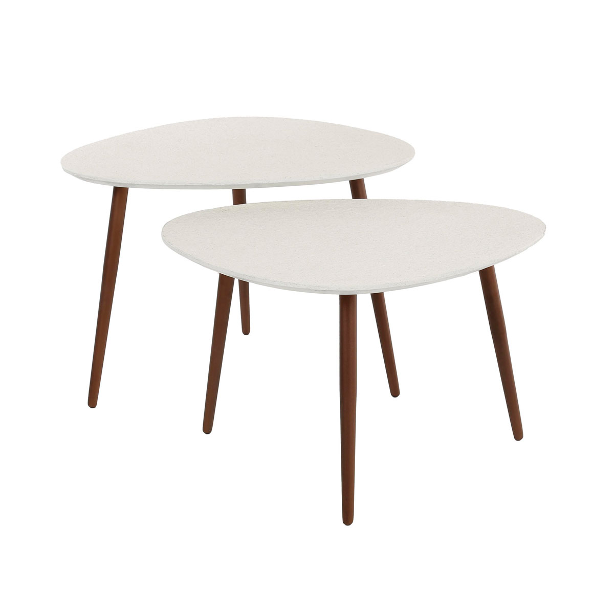 2er Set Couchtisch Coast Stone dreieckig Marmorverbundstoff Metall Tischset