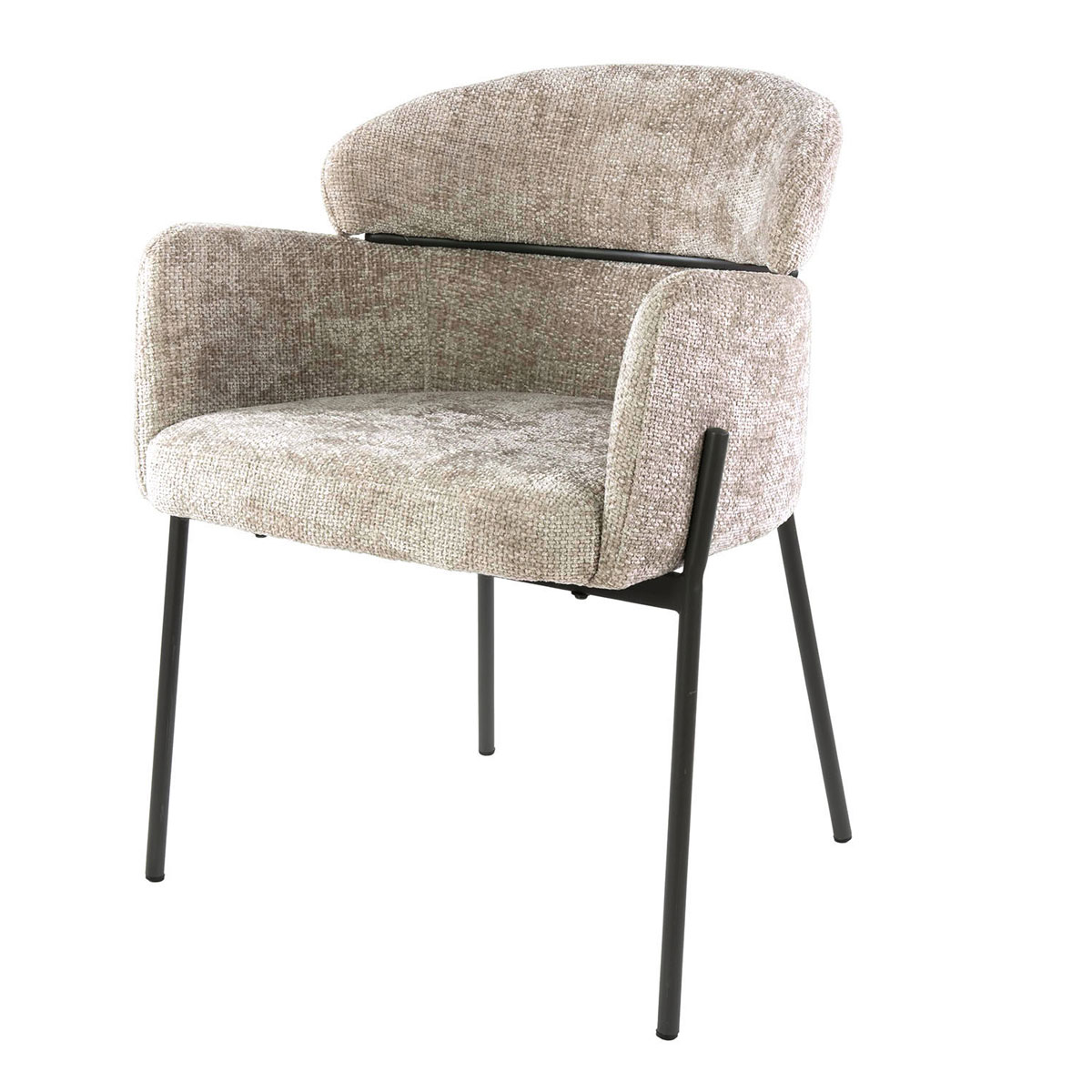 2er Set Armlehnstuhl Boston Chenille Stoff sandfarben