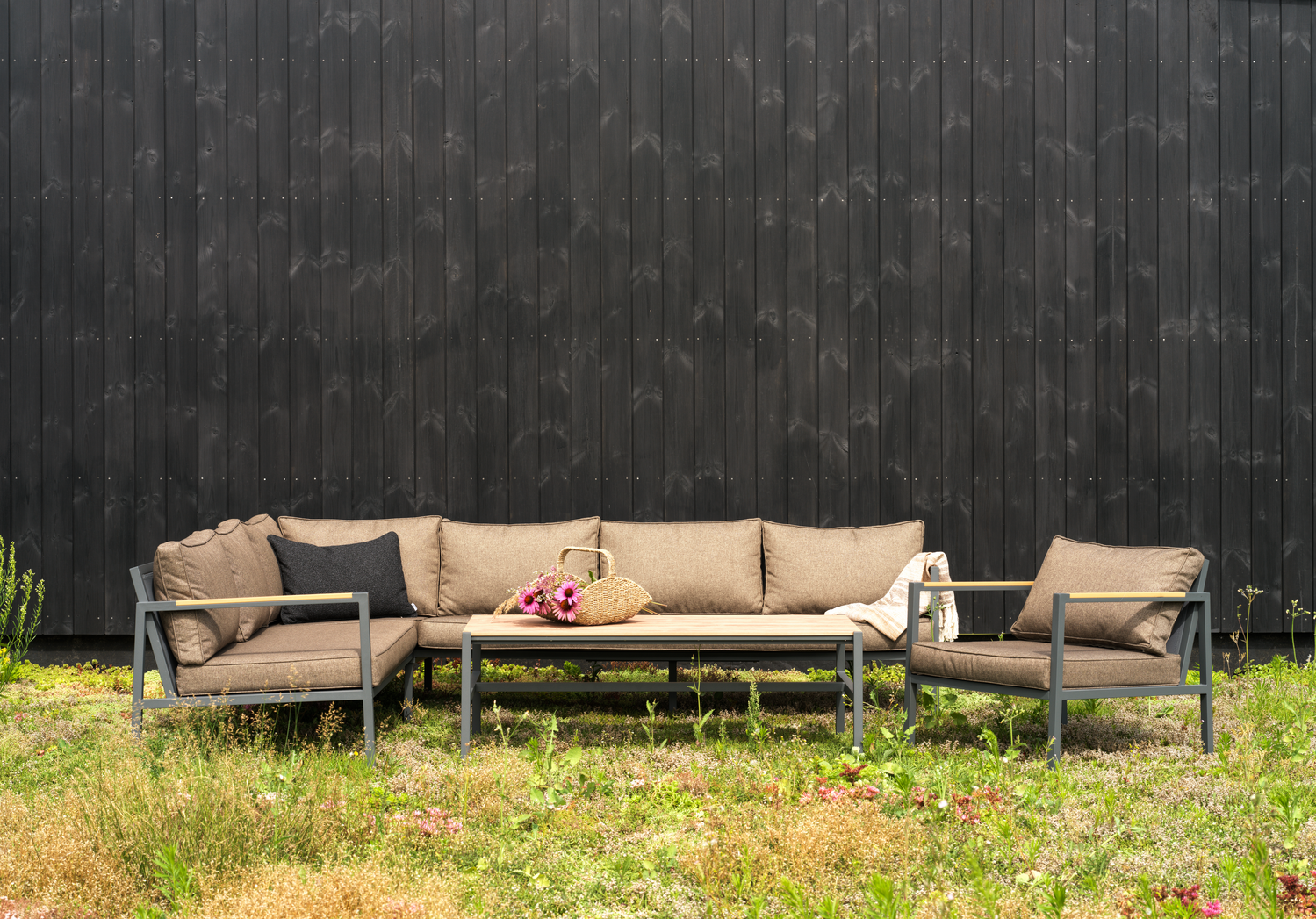 Garten Lounge Möbel Set Ecksofa Cap incl. Couchtisch Aluminium 