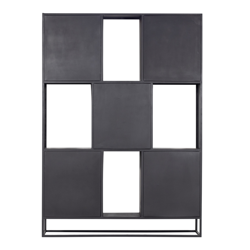 Industrie Regal JOHN 150 cm Mango Massivholz schwarz Bücherregal