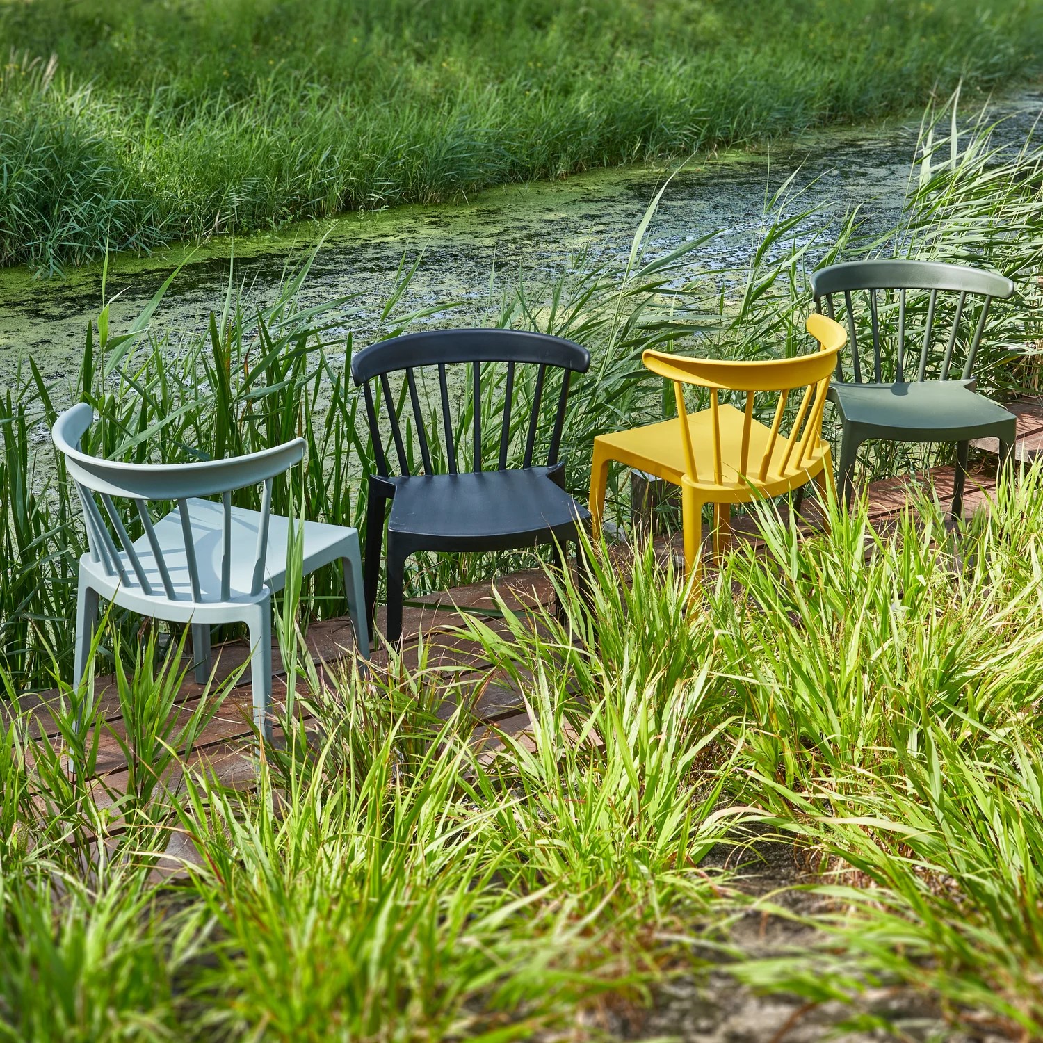 2er Set Gartenstuhl Kunststoff BLISS gelb stapelbar