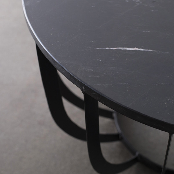 Couchtisch Mauro rund Ø 50 cm Metall Marmor schwarz