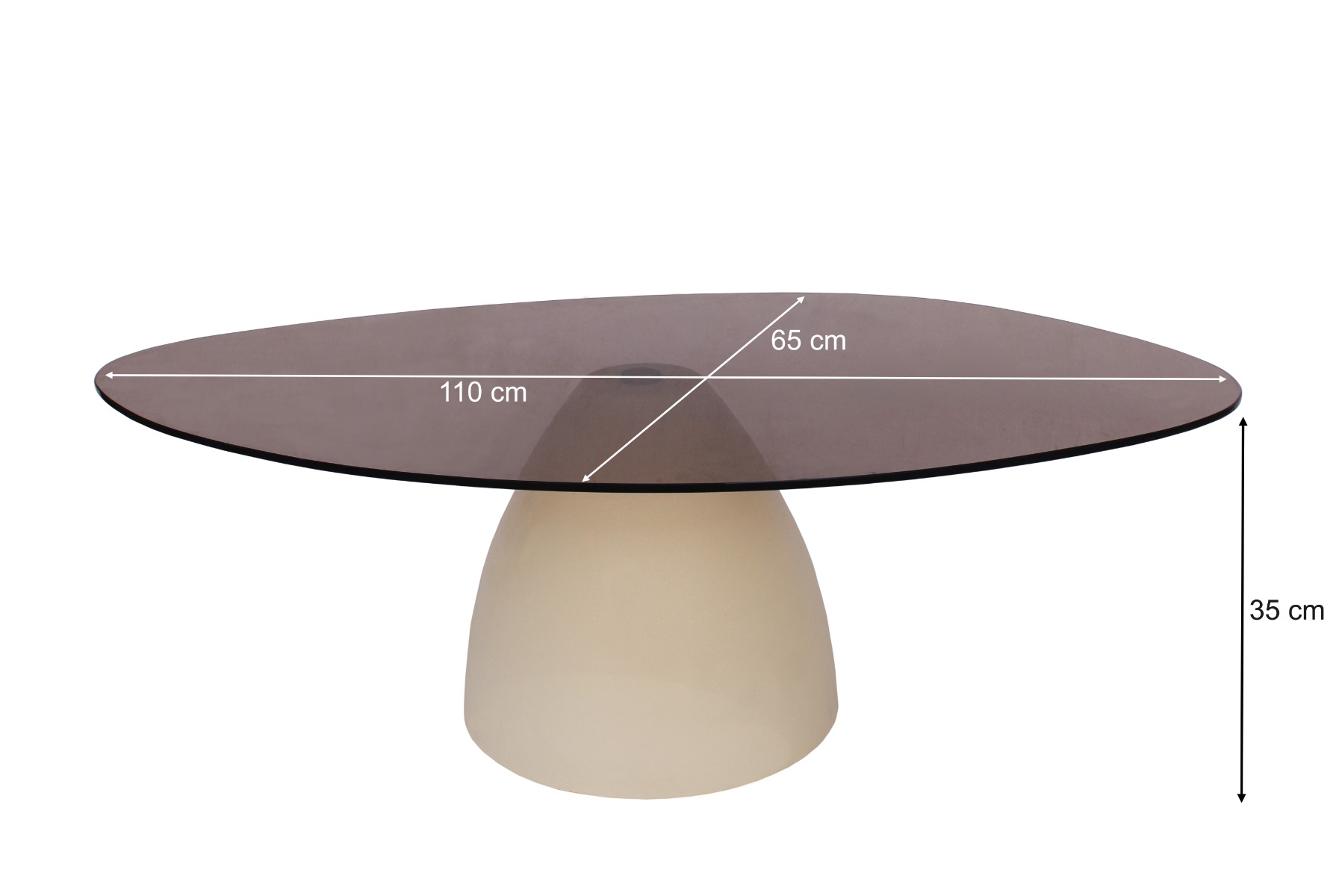 Couchtisch Mylon 100 x 65 cm Metall cremeweiß Glas Anstelltisch