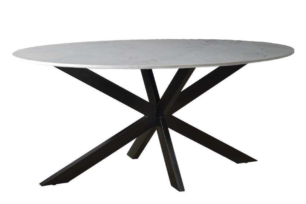 Esstisch Spider 180 x 90 cm Marmor weiß  