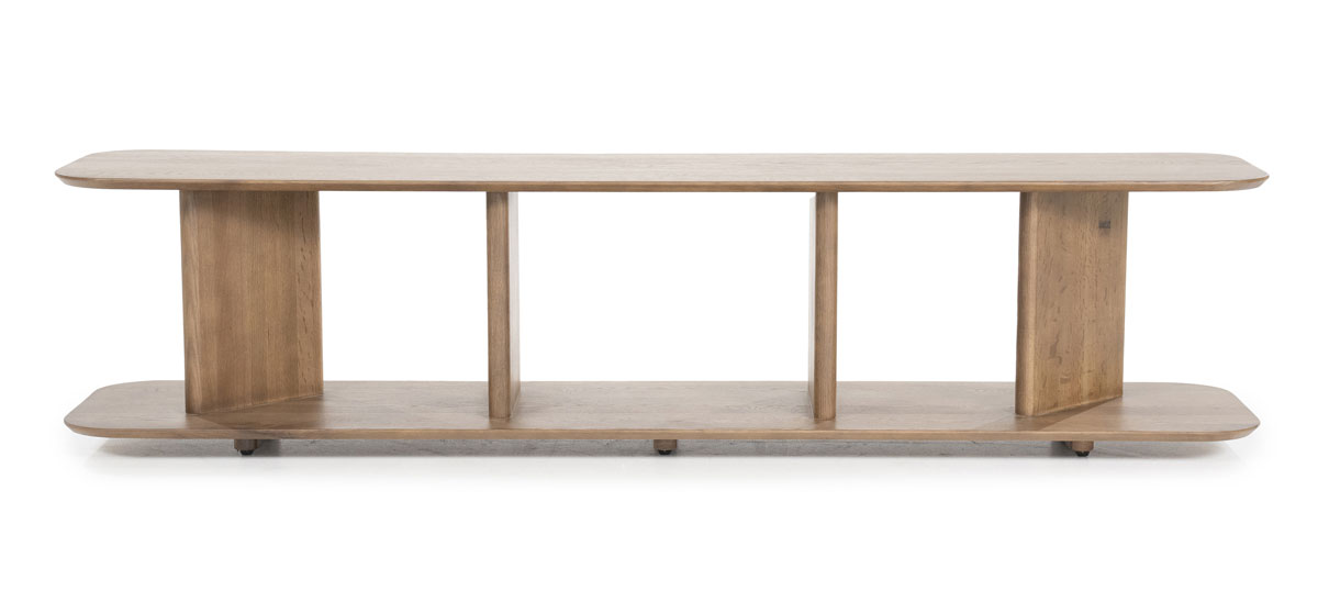 TV Möbel Lowboard Ty 180 cm offen Eiche Holz dunkelbraun