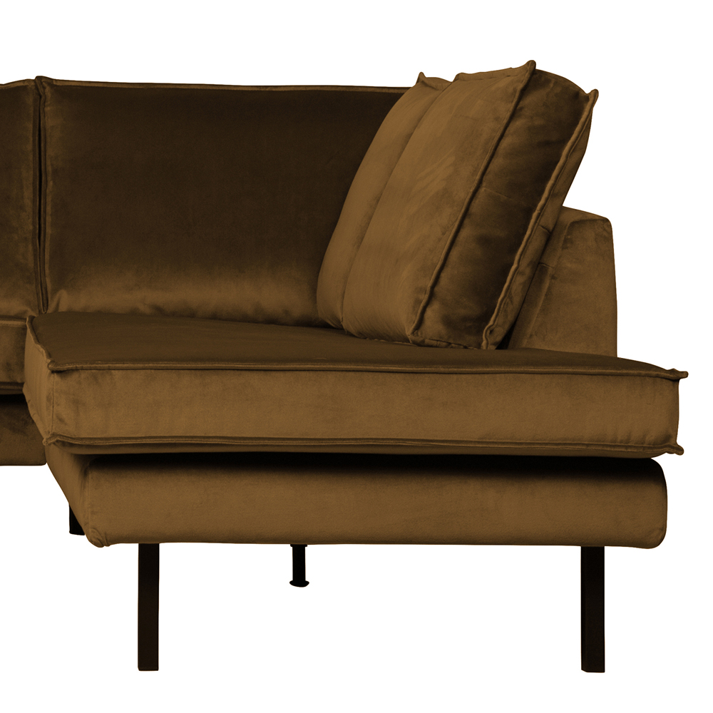 Eckgarnitur Rodeo Samt honiggelb Ecksofa Longchair rechts