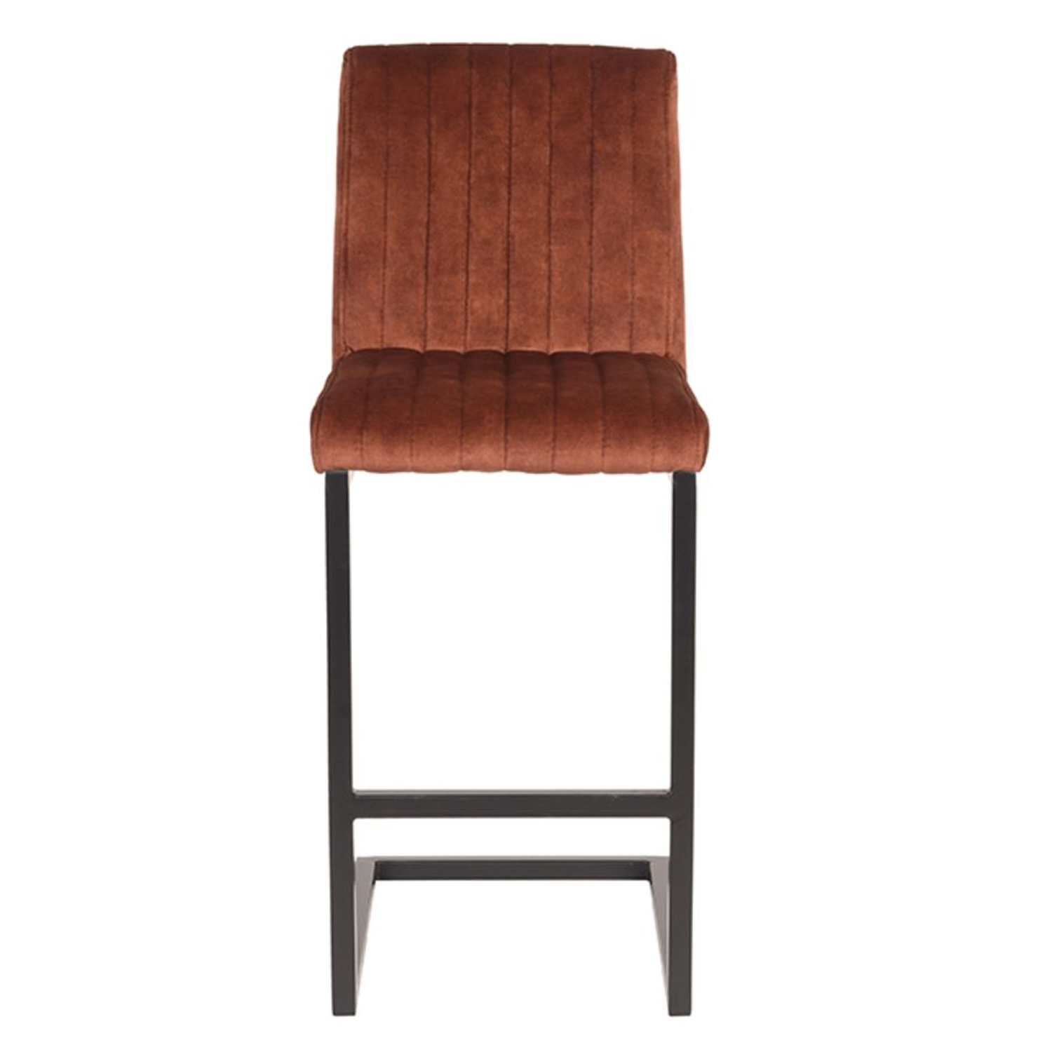 Barhocker HUGO Velours Stoff rostfarben SH 66 cm