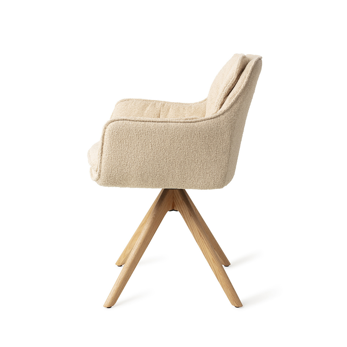 Esszimmerstuhl Akune Acajou drehbar Stoff beige Gestell Eiche