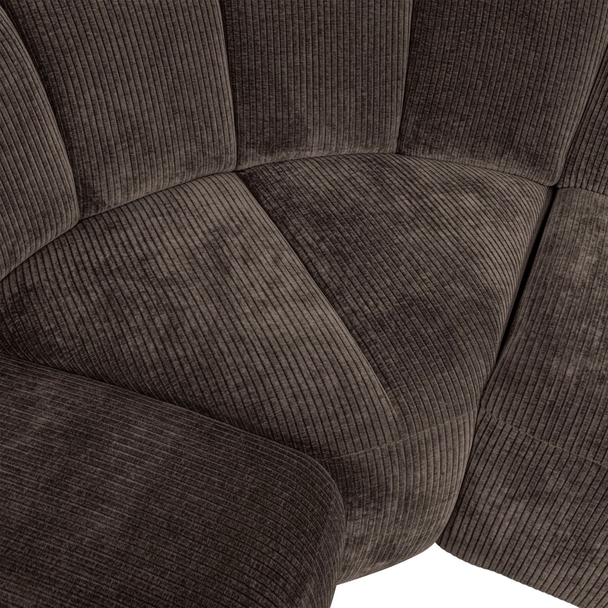 woood Ecksofa MOJO gerippter Stoff braun Chaiselongue links