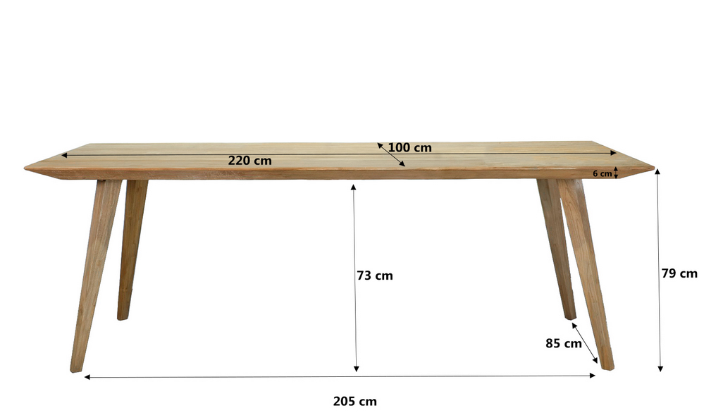 Esstisch TOMAR Teakholz 220 x 100 cm