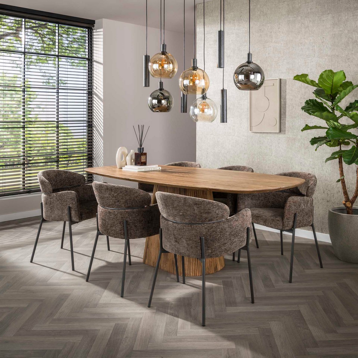 Esstisch ELEANO oval 215 × 105 cm aus Mangoholz Natur