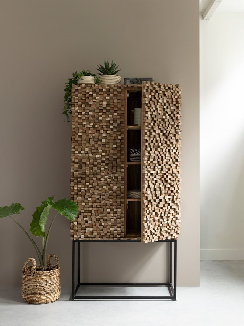 Highboard Sticks H 180 cm Teakholz Schrank