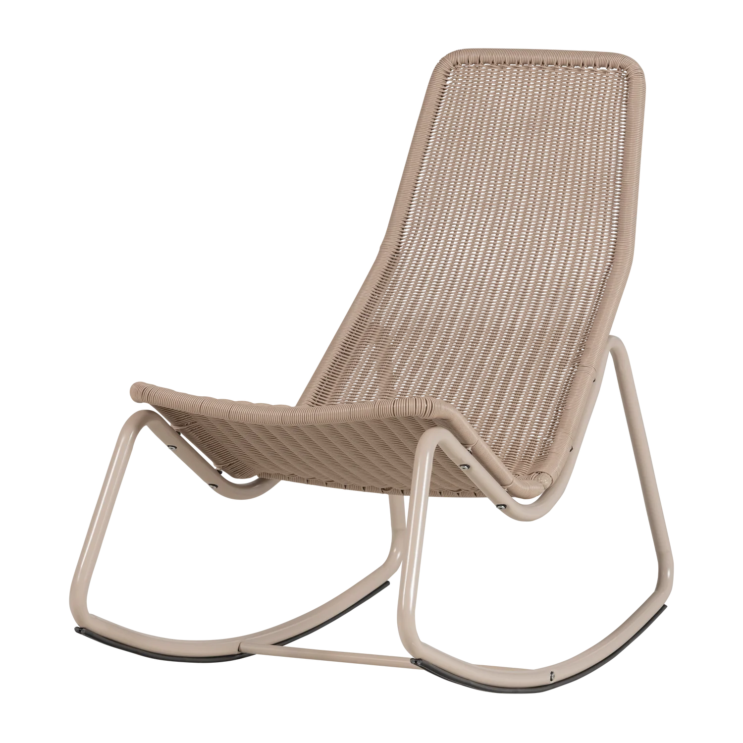 Outdoor Schaukelstuhl Gartenstuhl TOM Metall Kunstrattan sandfarben