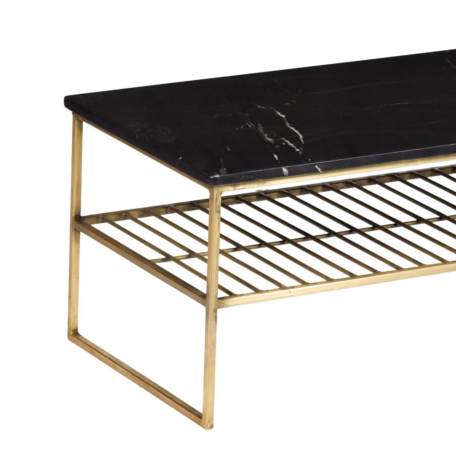 Couchtisch Dian Marble 90 x 40 cm Metall Gold Marmor schwarz
