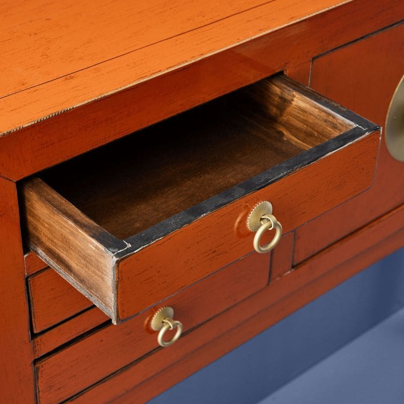 Konsolentisch Majesté 100 cm Ulmen- und Kiefernholz vintage orange