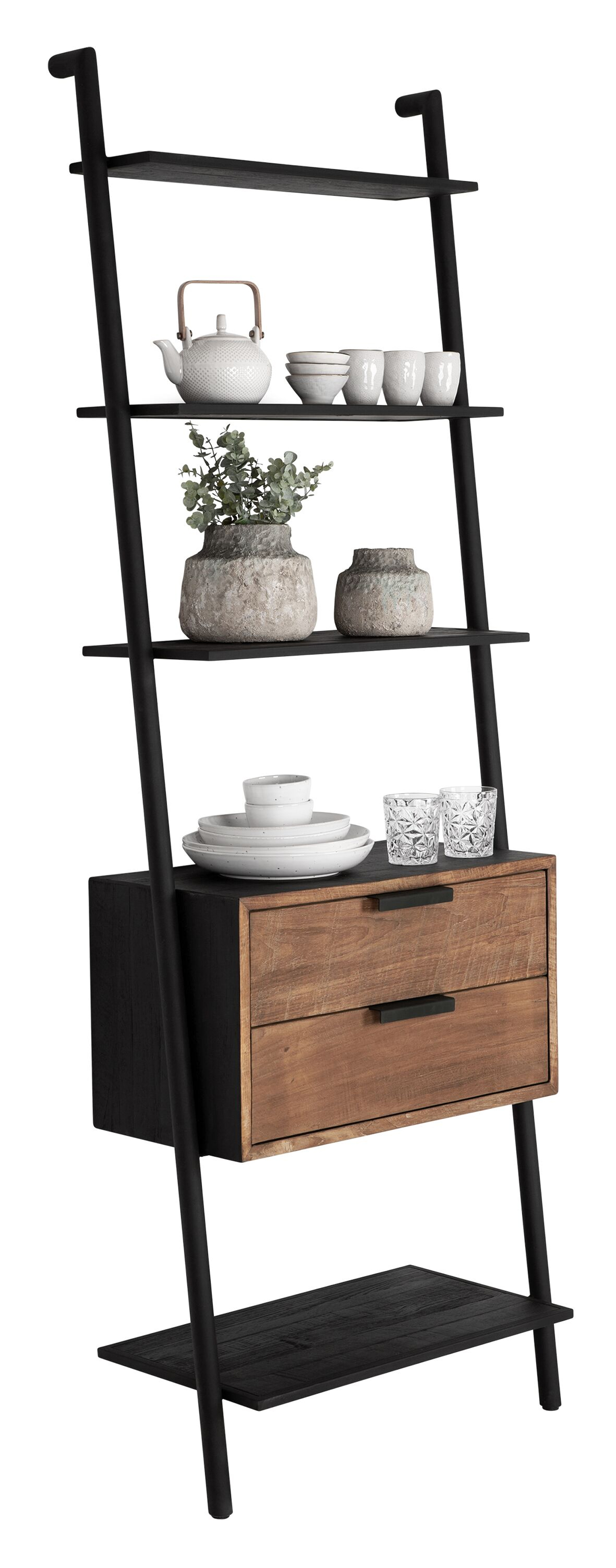 Wandregal Regal Cosmo H 200 cm recyceltes Teakholz