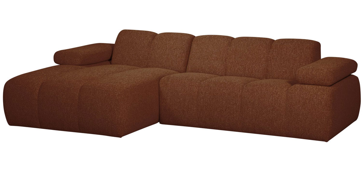 woood Chaiselongue Sofa MOJO links Bouclé rostbraun meliert
