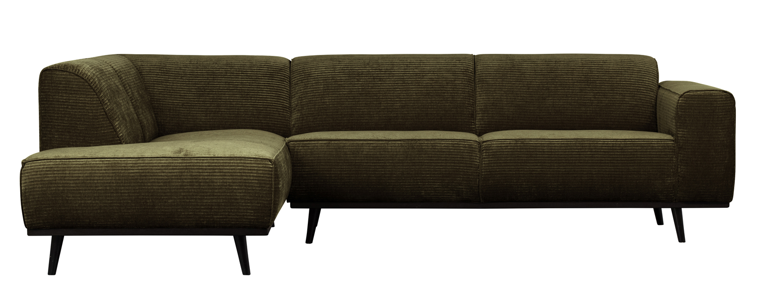 Ecksofa Statement Rib Cord warmgrün links