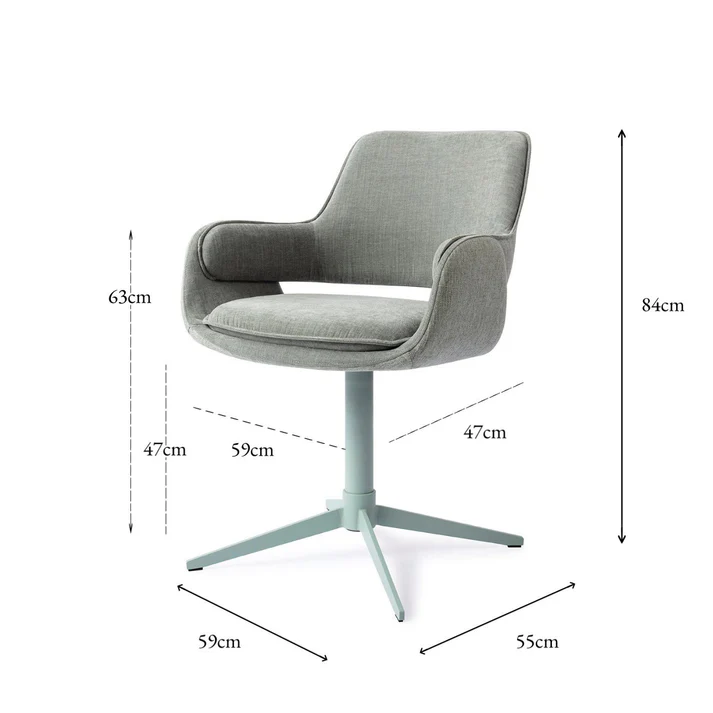 Esszimmerstuhl Oketo drehbar – Green Midori mit Gestell in Metall mattmint