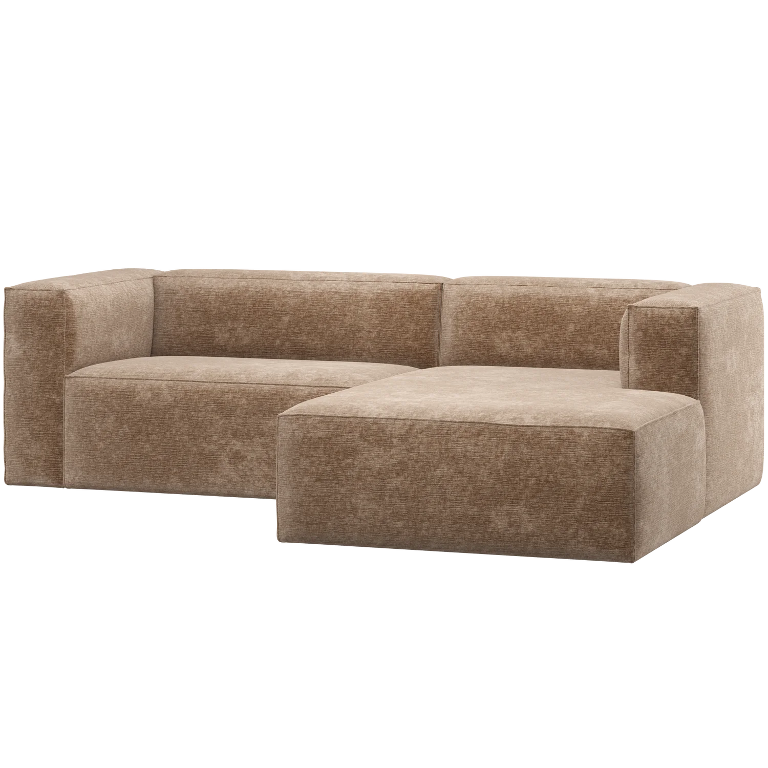 Ecksofa BEAN Chenille-Samt taupe Longchair rechts