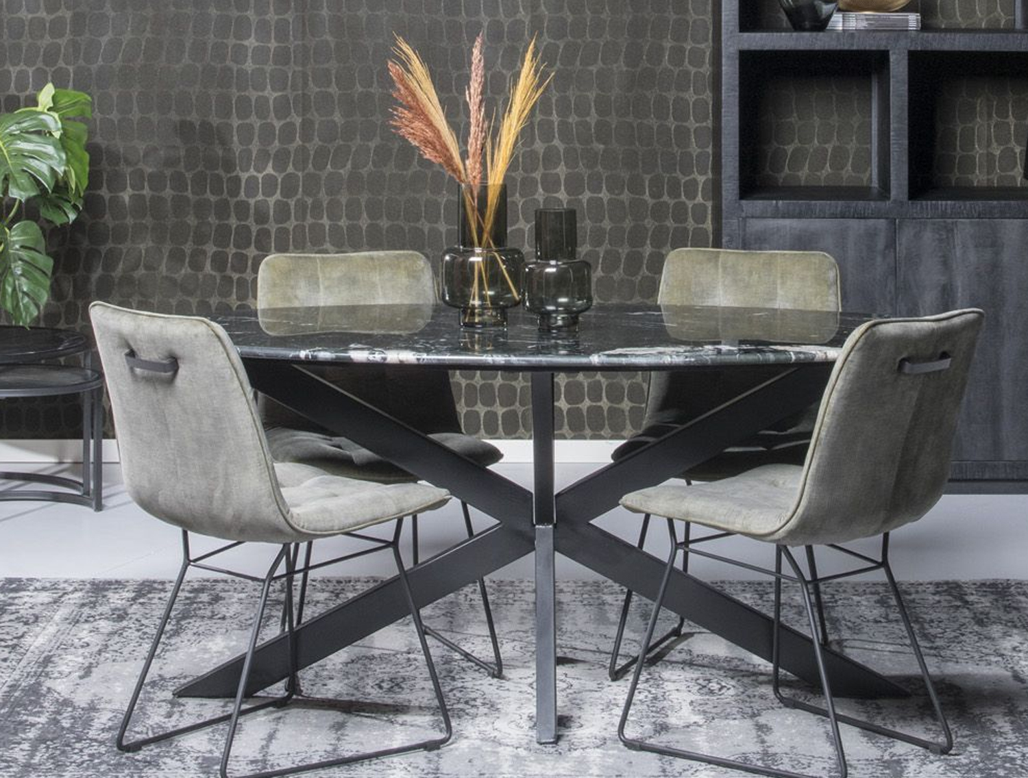 Marmor Esstisch oval 180 x 90 cm Marmorplatte schwarz