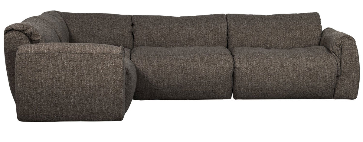 woood Ecksofa BAGGY Webstoff warmgrau melange Chaiselongue links