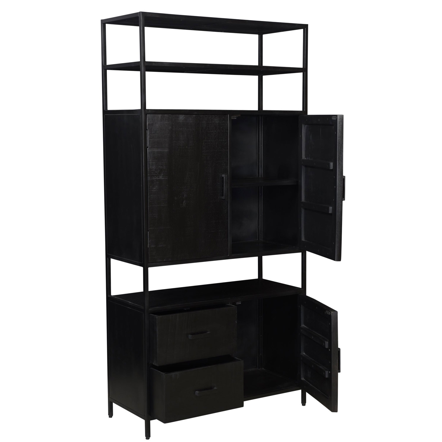 Schrank Kala B 100 cm Mango Massivholz Metall schwarz