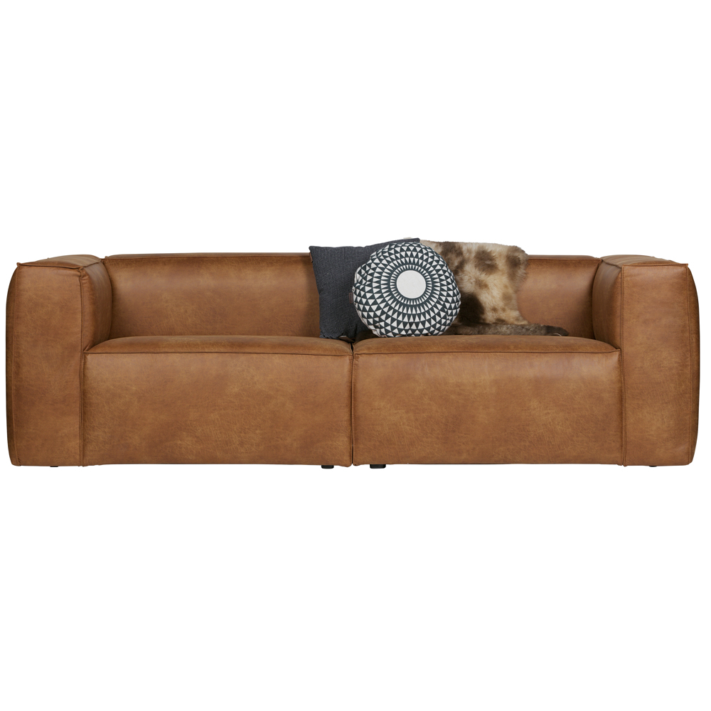 woood 3,5 Sitzer Sofa Bean Cognac recyceltes Leder