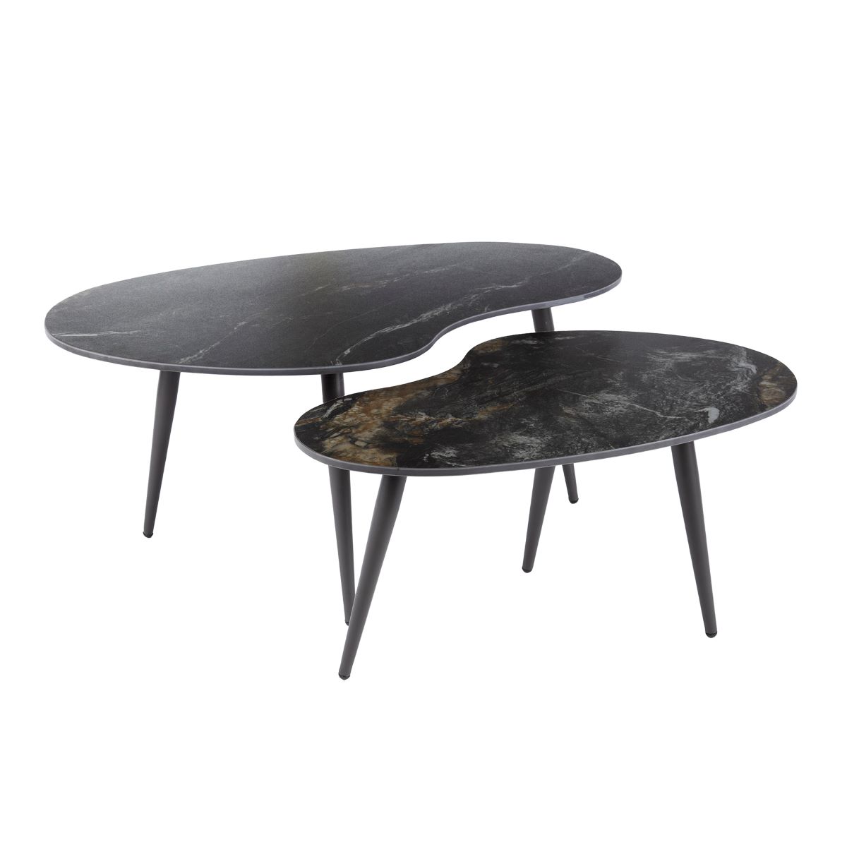 Couchtisch organisch 2´er Set CURVÉO Keramik Fossil