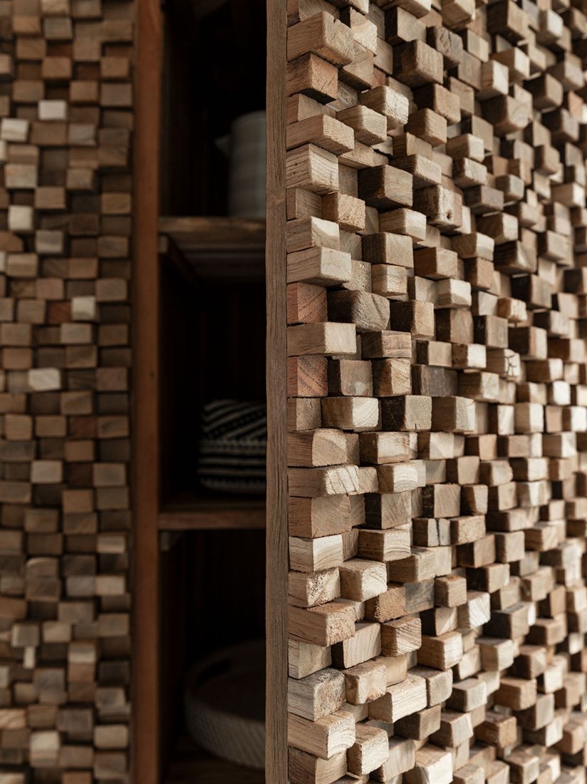 Highboard Sticks H 180 cm Teakholz Schrank