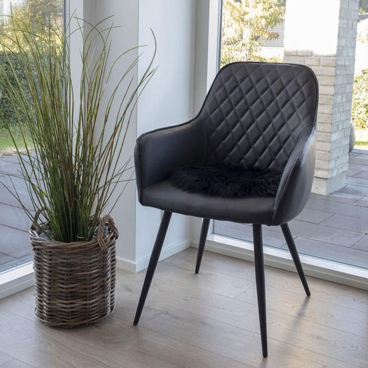 2er Set Armlehnstuhl HARALD Kunstleder schwarz  