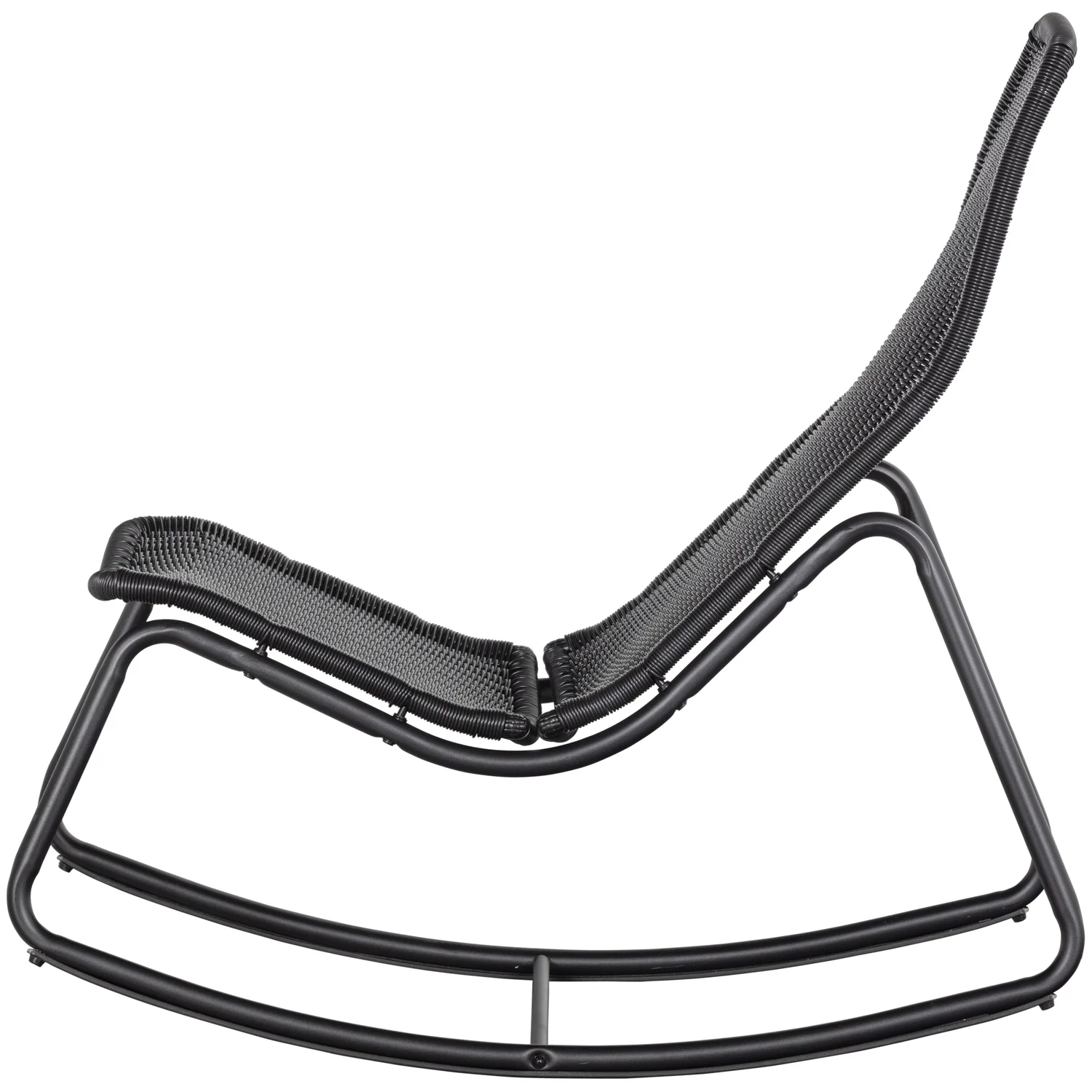 Outdoor Schaukelstuhl Gartenstuhl TOM Metall Kunstrattan schwarz