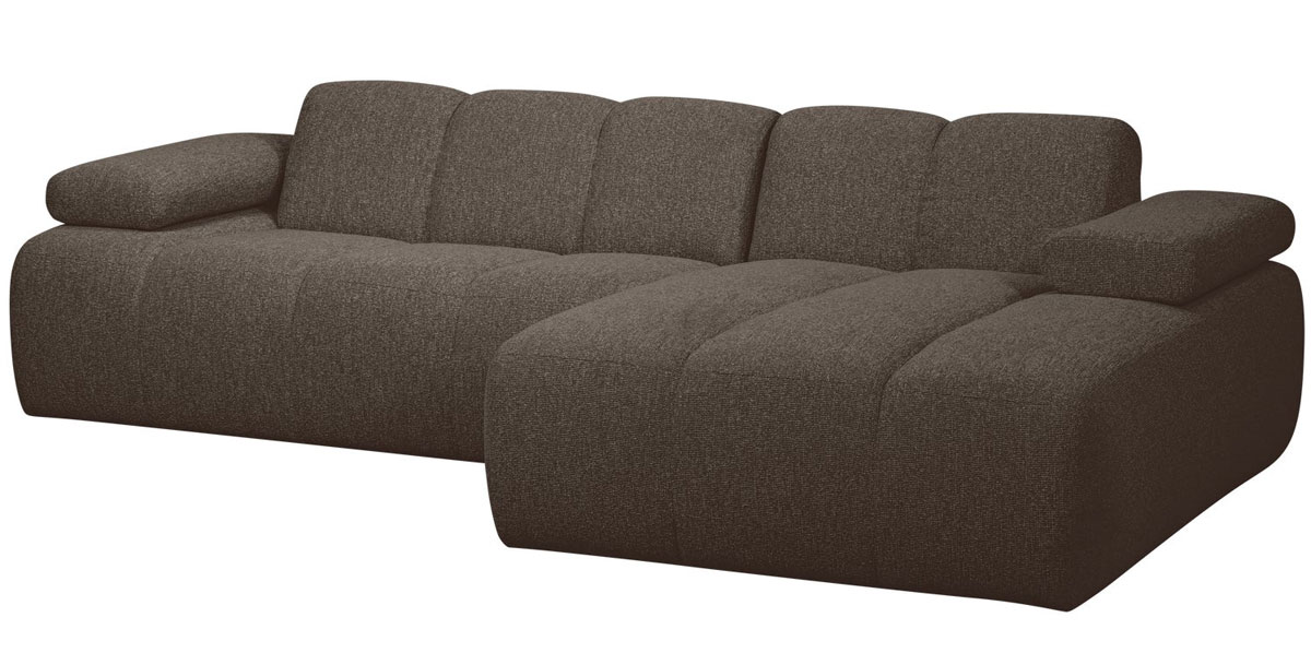 woood Chaiselongue Sofa MOJO rechts Bouclé braun melange