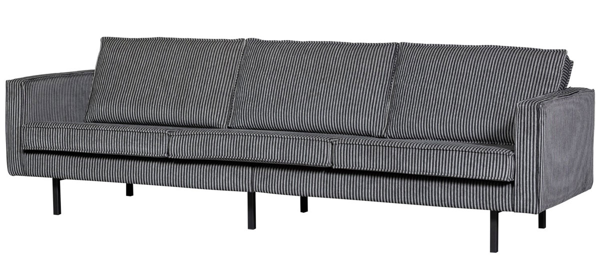 BePureHome 3 Sitzer Sofa RODEO Webstoff Streifen schwarz grau