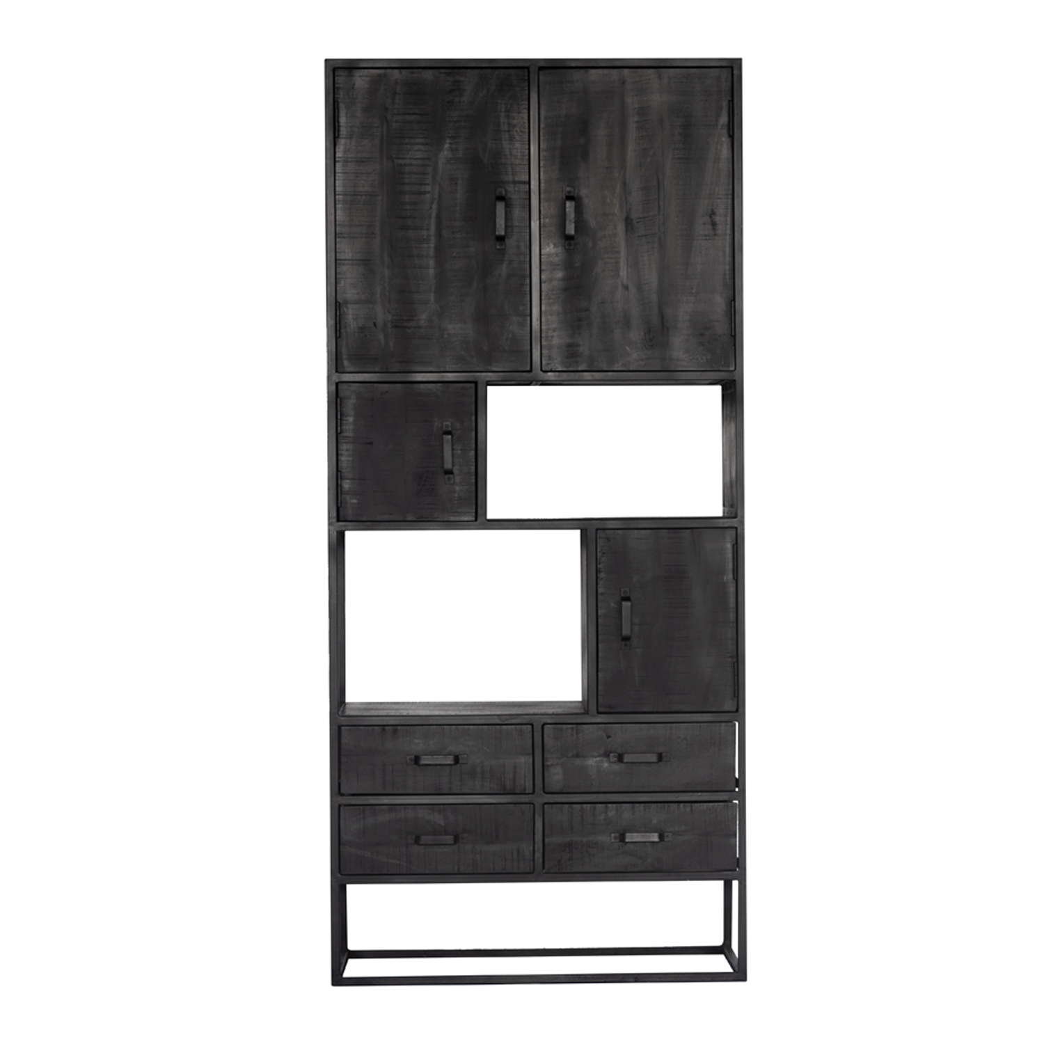 Industrie Regal BEN Mango Massivholz Metall schwarz Bücherregal