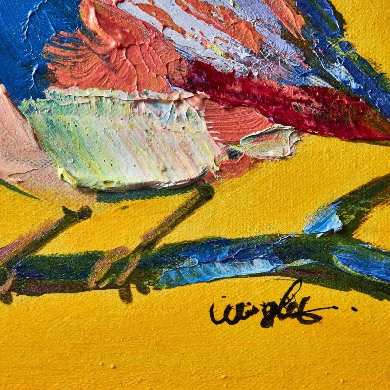 Bild 30 x 30 cm Zwitscherklang Vogel Bird Acryl Leinwand gelb