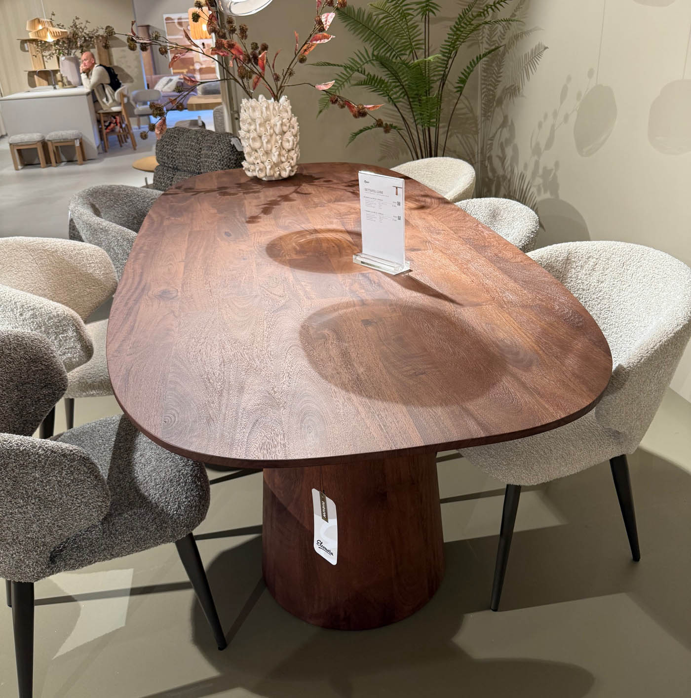 Esstisch Lune oval 300 x 105 cm Mango Massivholz braun