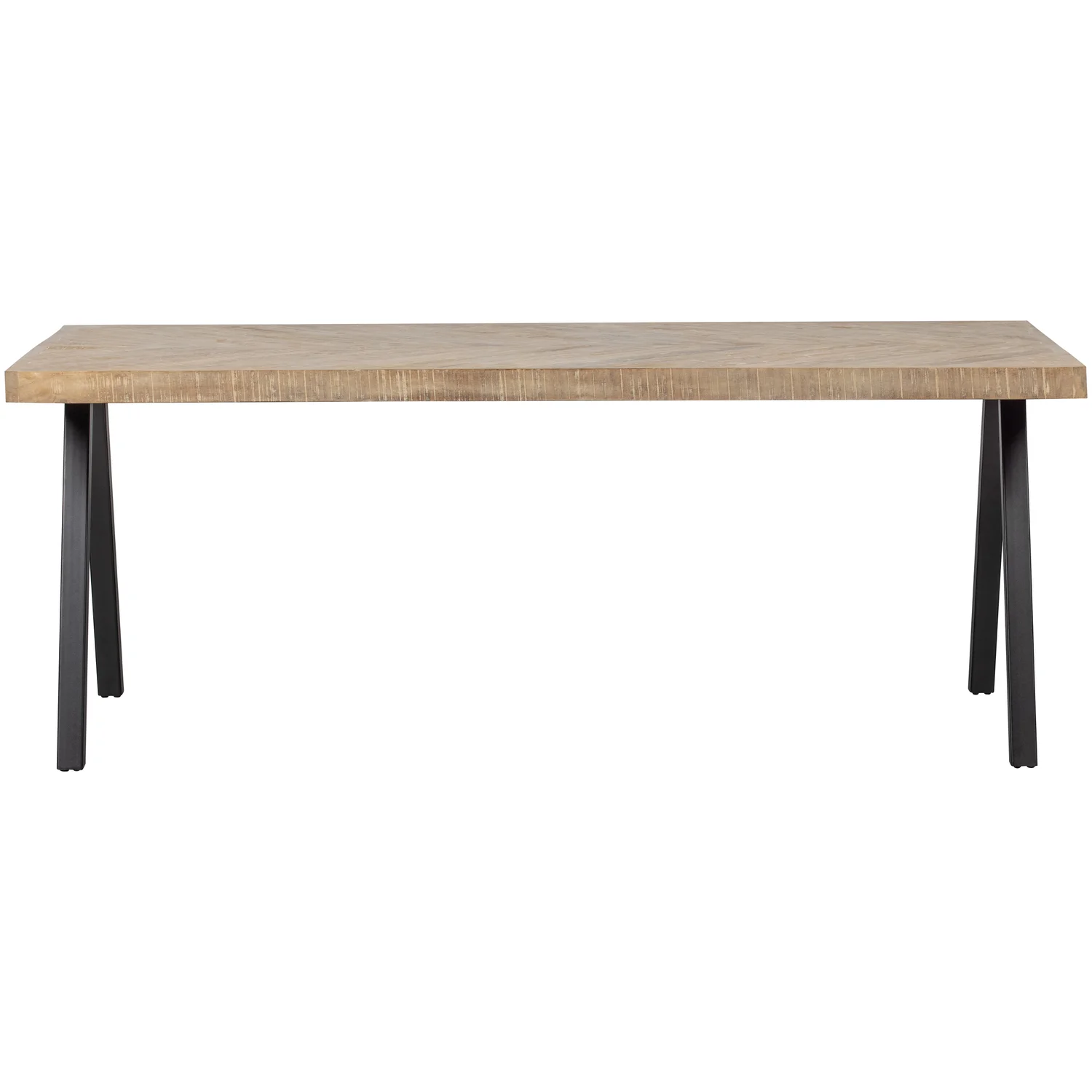 Esstisch TABLO SQUARE Legs 200 x 90 cm Mangoholz Fischgrätenmuster white wash