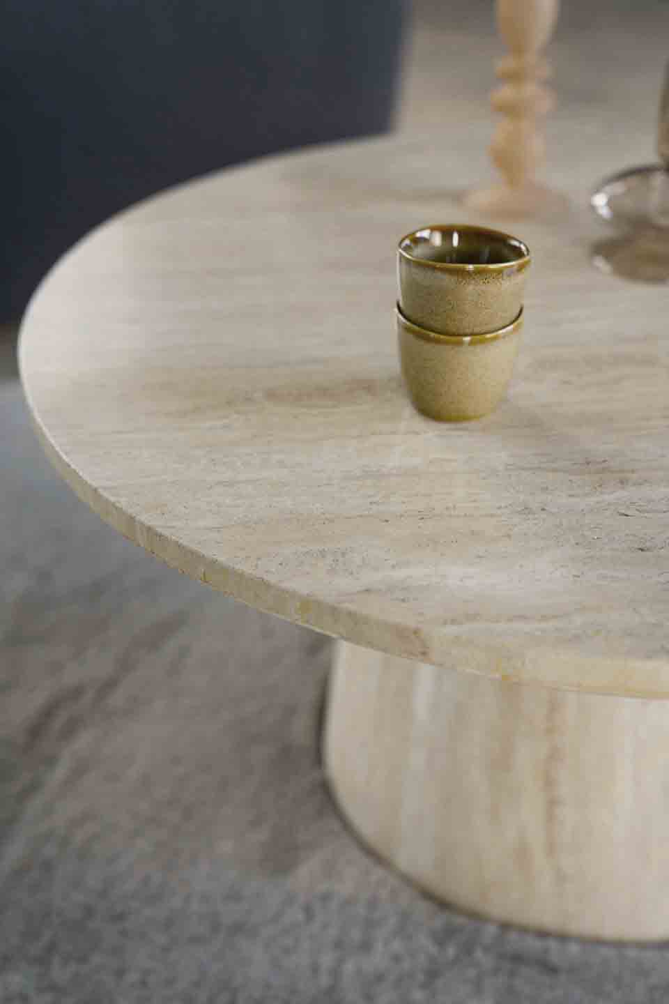 Couchtisch Laimee rund Ø 70 cm Travertin Naturstein