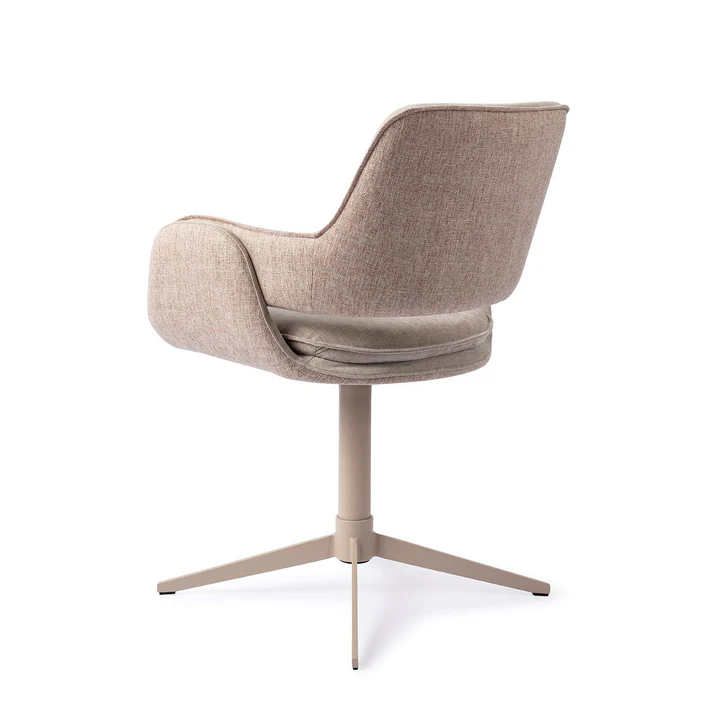 Esszimmerstuhl Oketo drehbar – Driftwood Drive mit Gestell in Metall hell ecru