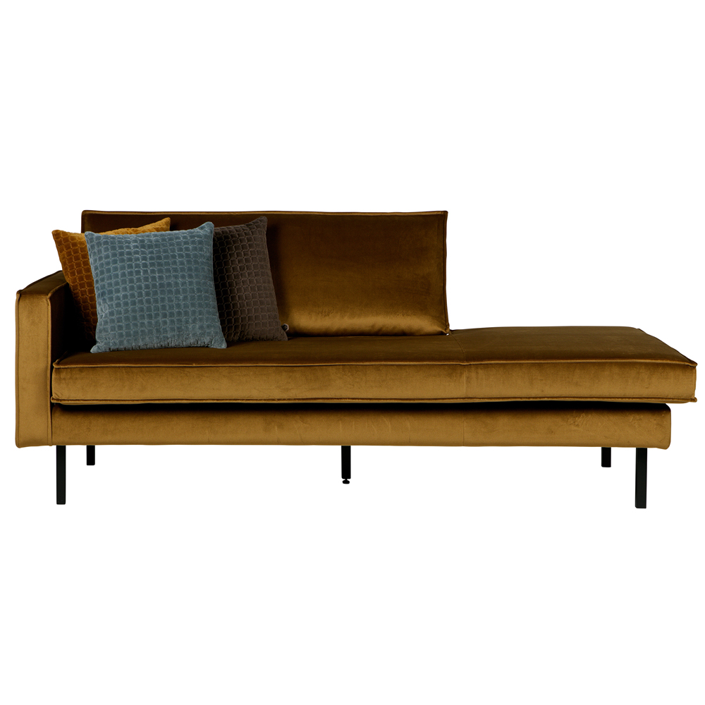 Sofa Chaiselongue RODEO Recamiere Samt honiggelb links Tagesbett