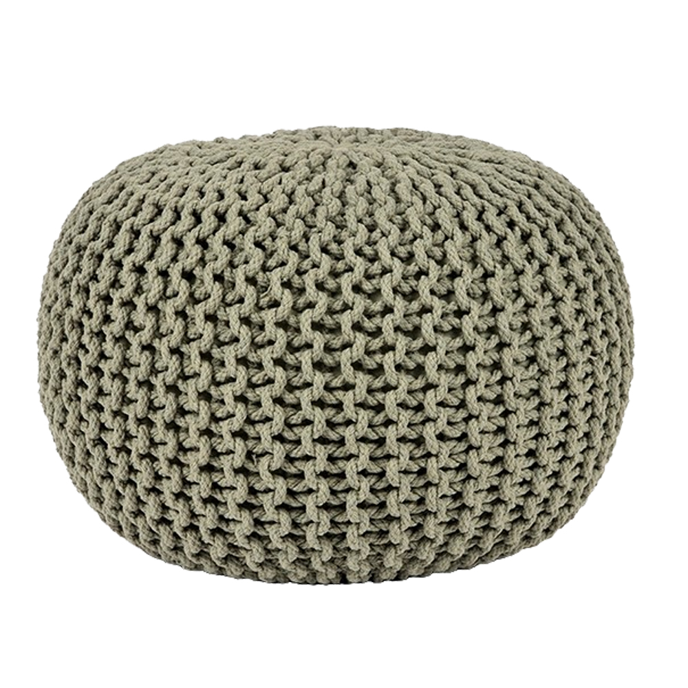 Vintage Strick Pouf Sitzhocker Baumwolle Hocker Olive Sitzpouf Polsterhocker