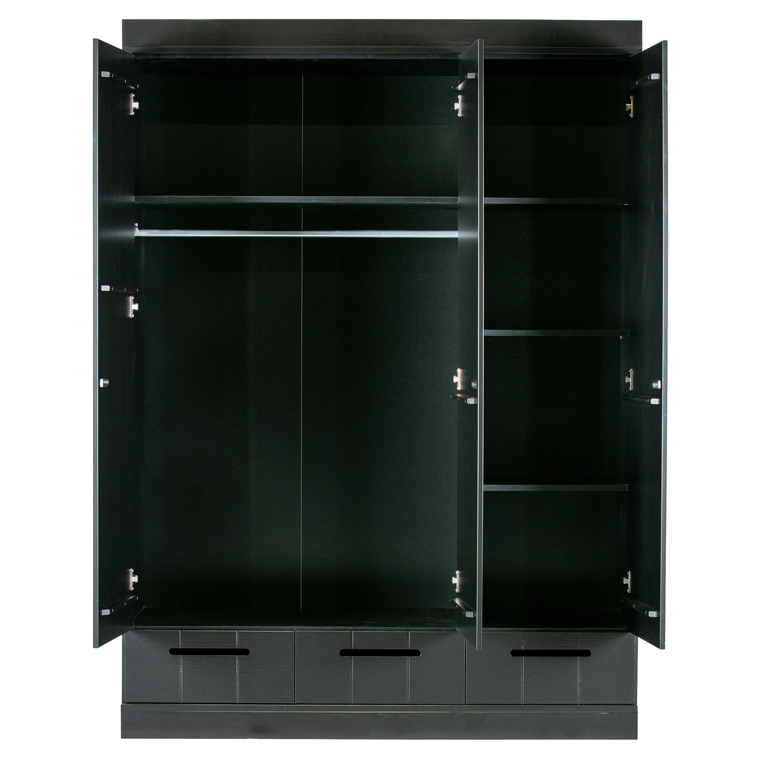 woood Kleiderschrank 140 cm Connect Kiefer schwarz
