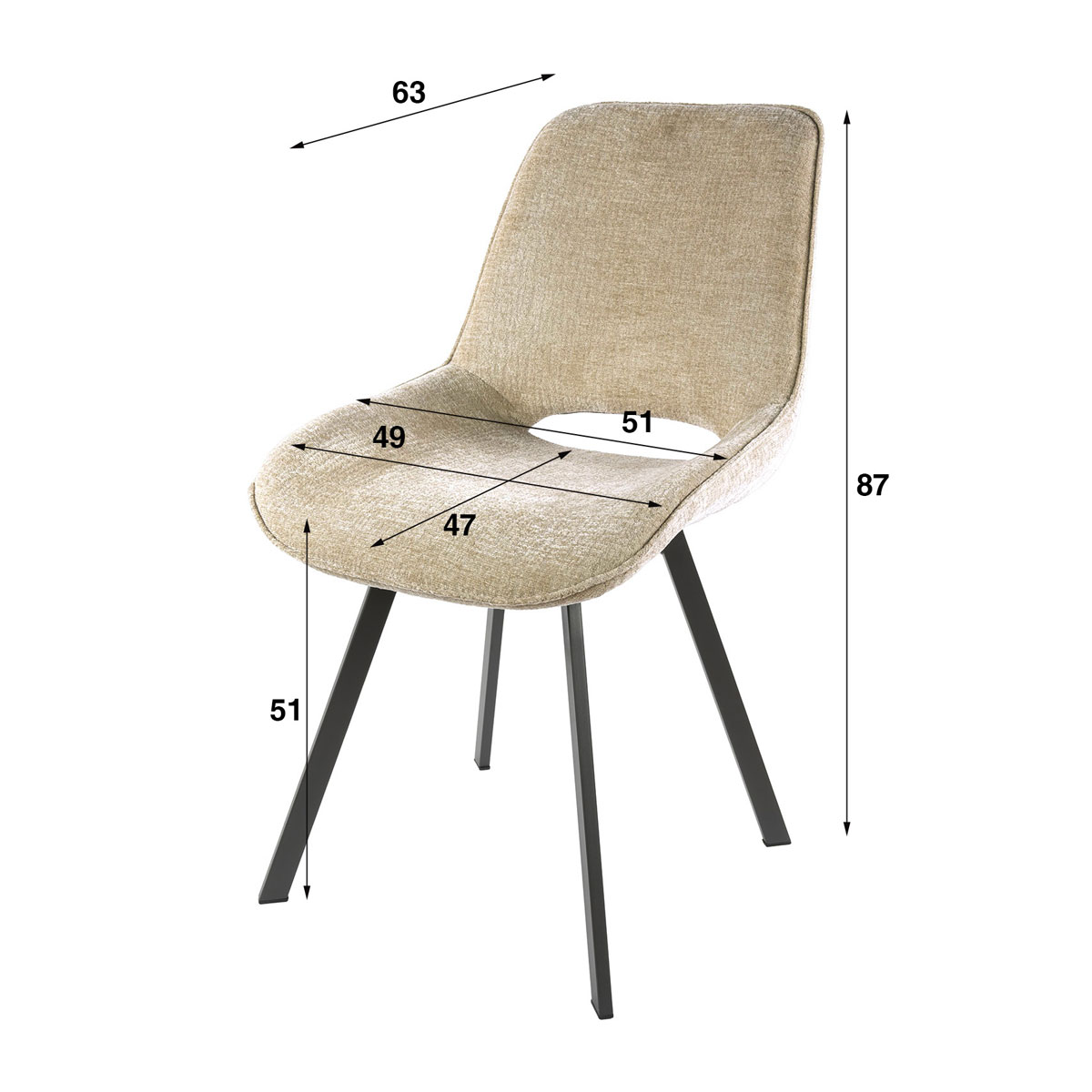 4er Set Esstischstuhl ELODIE drehbar Stoff Jaroq sandfarben