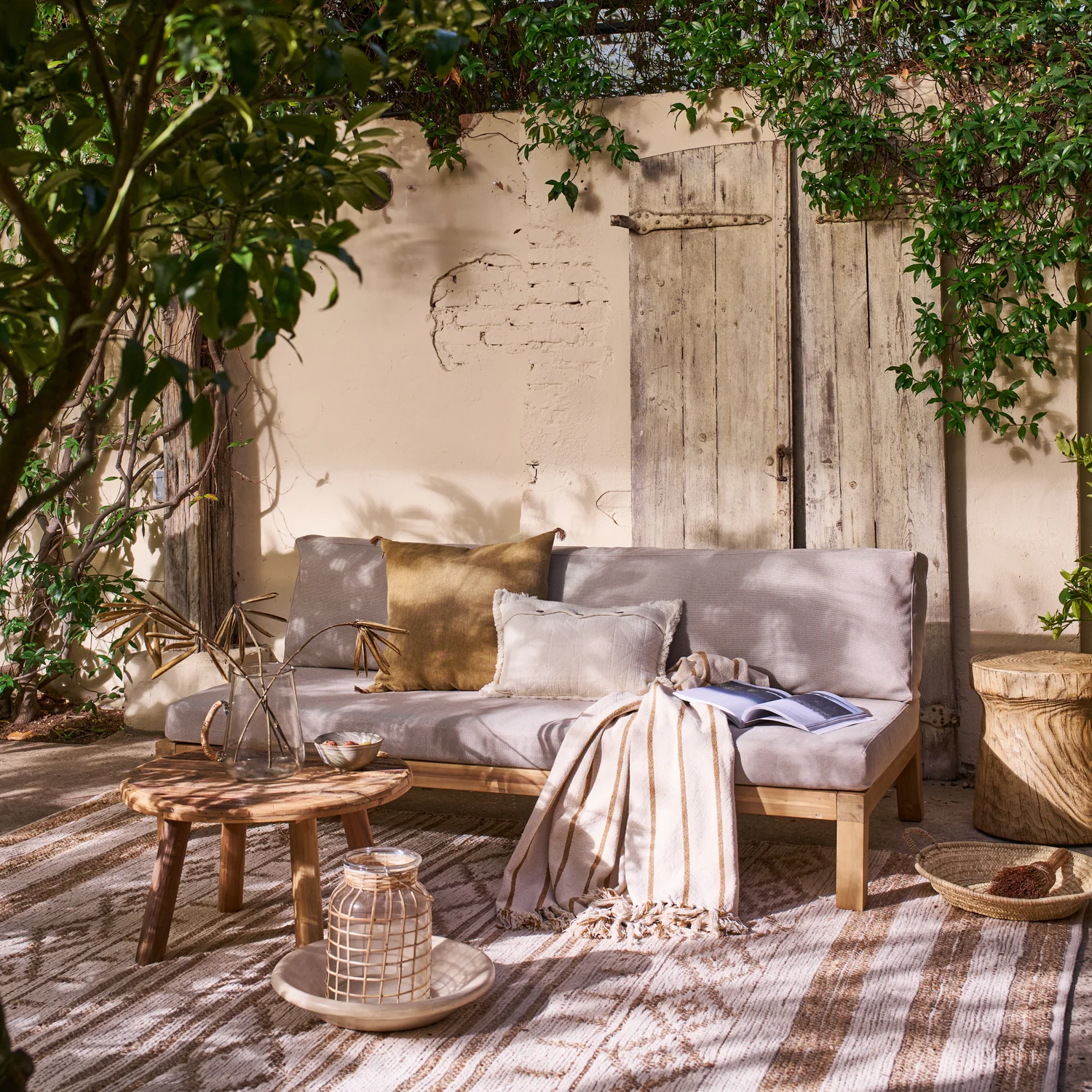 3 Sitzer Garten Loungsofa Sofa RELAX Akazienholz natur OUTDOOR