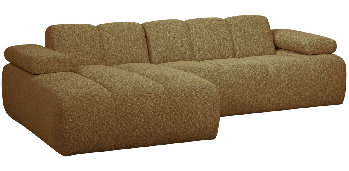 woood Chaiselongue Sofa MOJO links Bouclé gelbbraun melange